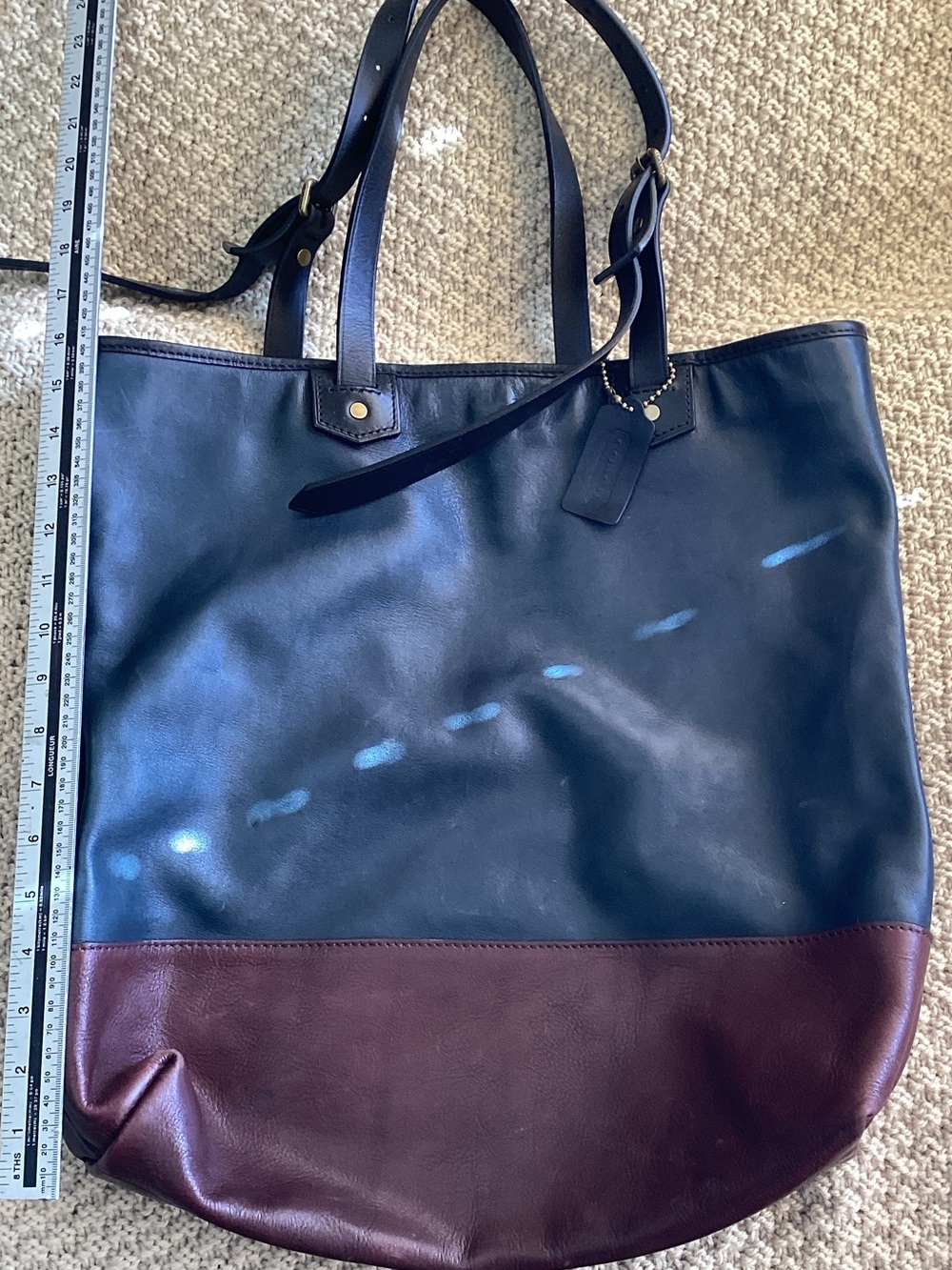 Coach weekend bag or tote dark Forrest green/ brown leather
